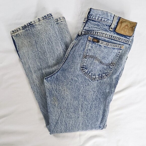 VTG Lee Light Wash Stonewash Distressed Jeans - Picture 1 of 8